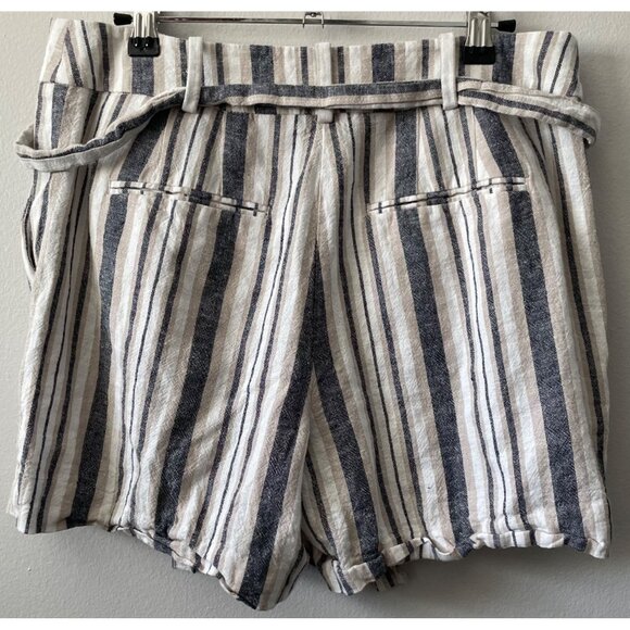 Ann Taylor Factory Linen Striped Shorts Size 6 w/ Pockets - Picture 3 of 6